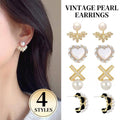 Vintage Faux Pearl Earrings - Pearl and Gold Leaf Cluster - view 2