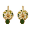 Vintage Flower Hook Earrings for Women, Gold and Green - view 2