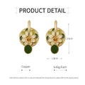 Vintage Flower Hook Earrings for Women, Gold and Green - view 3