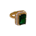 Vintage Green Simulated Emerald Ring - Gold Tone, Titanium Steel
