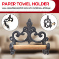 Vintage Iron Toilet Paper Towel Roll Holder, Wall Mount in Black