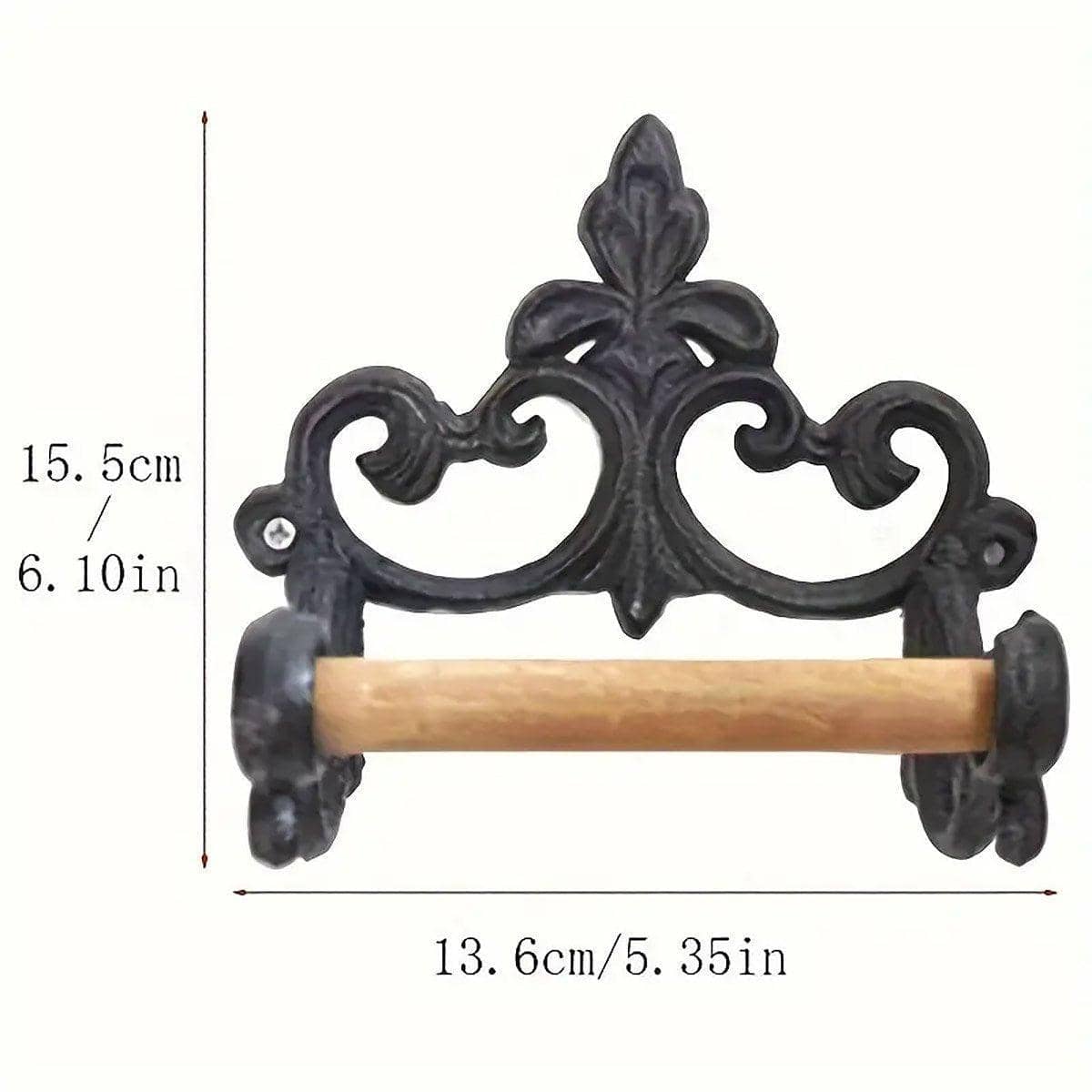 Vintage Iron Toilet Paper Towel Roll Holder, Wall Mount in Black - view 3
