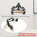 Vintage Iron Toilet Paper Towel Roll Holder, Wall Mount in Black - view 4