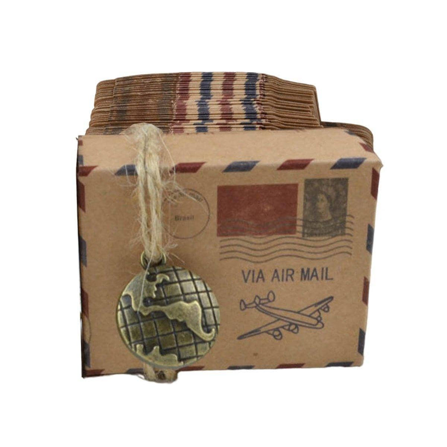 Vintage Kraft Paper Candy Boxes for Weddings, Pack of 50 - Natural Brown