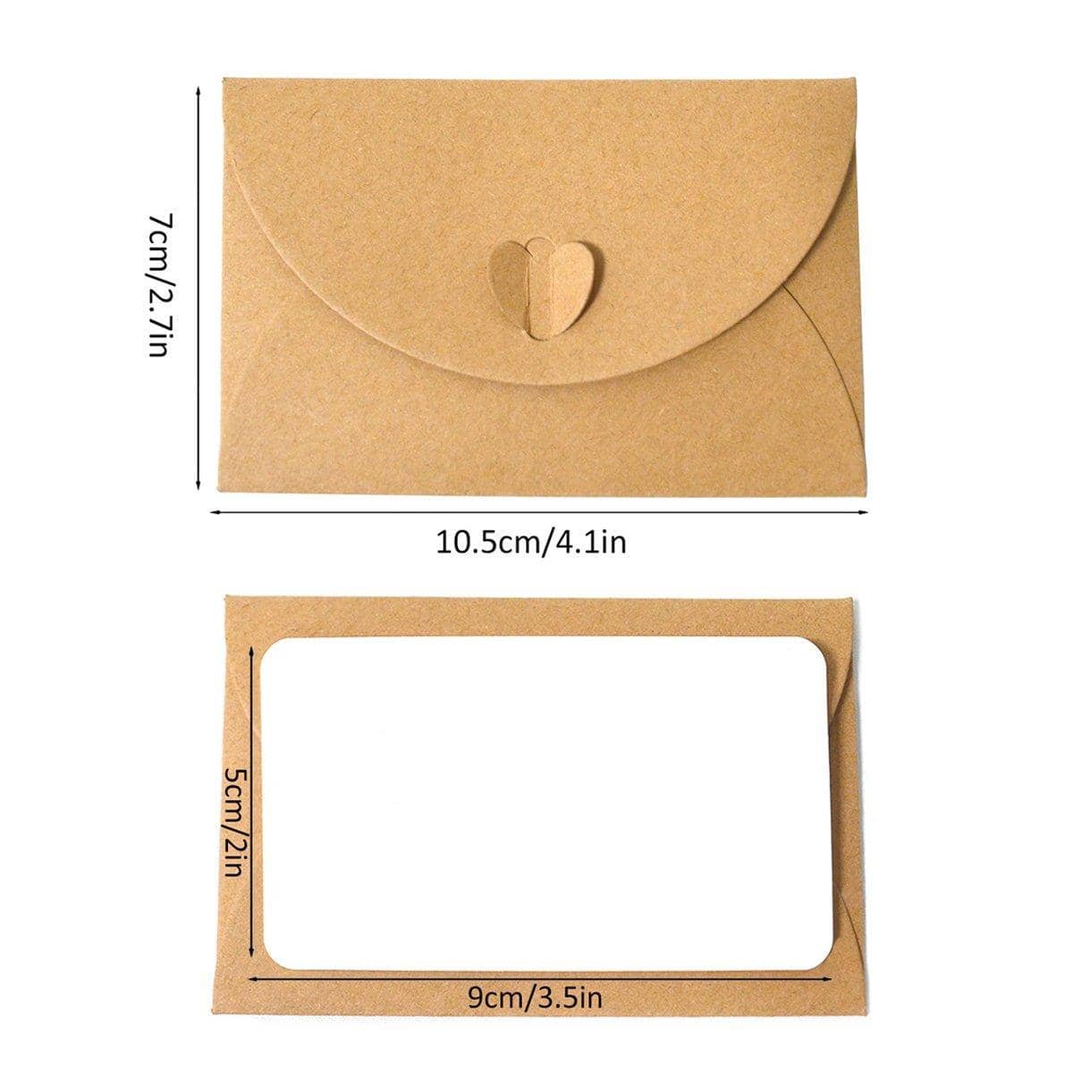 Vintage Kraft Paper Envelopes with Heart Clasp, Pack of 100 - view 3