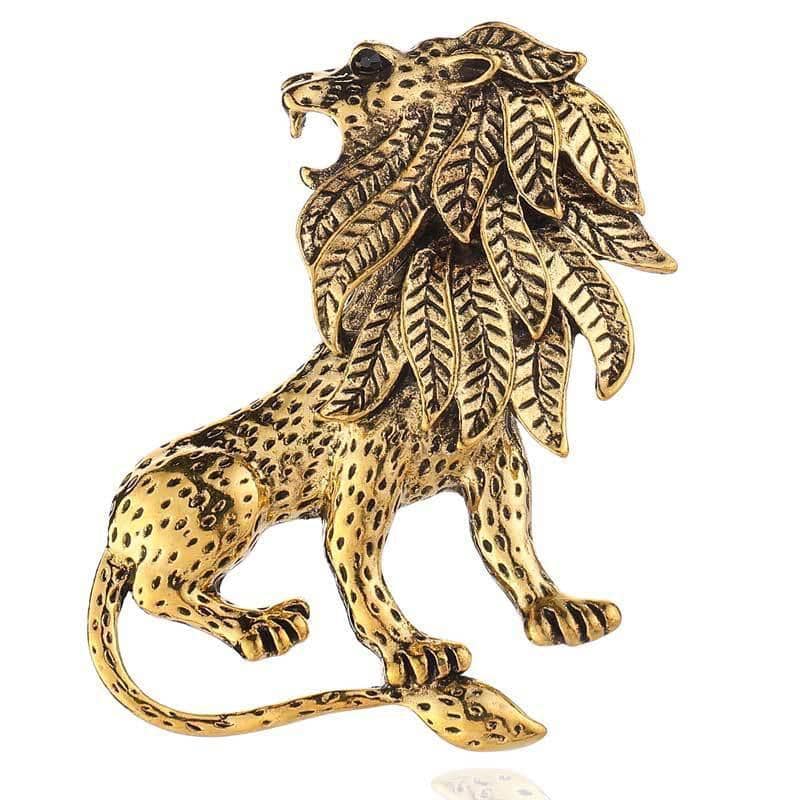 Vintage Lion Brooch Pin for Men and Women - Antique Gold, 5.6 x 3.8 cm - view 2