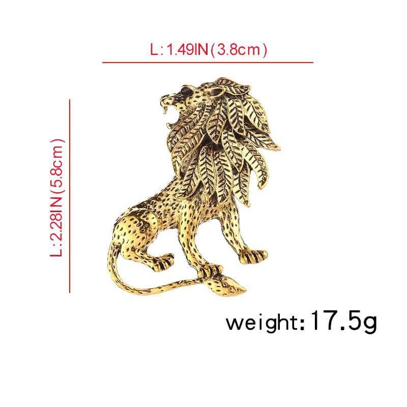 Vintage Lion Brooch Pin for Men and Women - Antique Gold, 5.6 x 3.8 cm - view 3