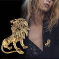 Vintage Lion Brooch Pin for Men and Women - Antique Gold, 5.6 x 3.8 cm - view 5