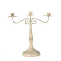Vintage Metal Candle Holder, 3 Arms - Antique Cream