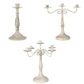 Vintage Metal Candle Holder, 3 Arms - Antique Cream - view 3