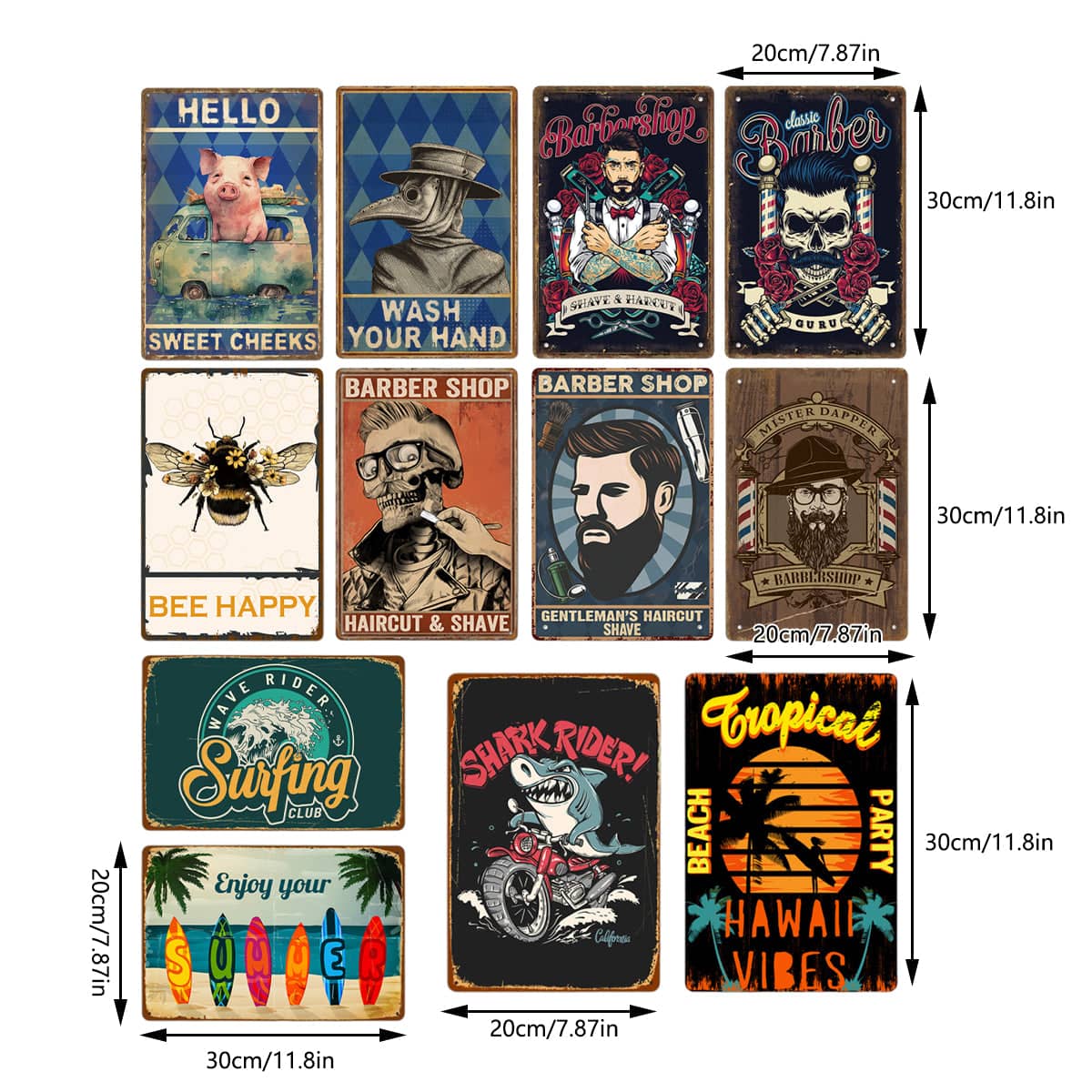Vintage Metal Wall Signs - Beach, Pack of 4 - view 4