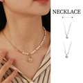 Vintage Moonstone and Pearl Necklace with Bone Chain - Gold - view 2