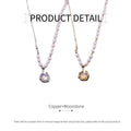 Vintage Moonstone and Pearl Necklace with Bone Chain - Gold - view 4