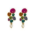 Vintage Multicolour Cluster Pearl Drop Earrings - view 2