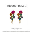 Vintage Multicolour Cluster Pearl Drop Earrings - view 3
