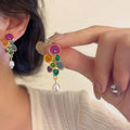 Vintage Multicolour Cluster Pearl Drop Earrings - view 5