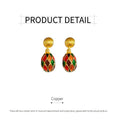 Vintage Multicolour Enamel Oil Drop Earrings with Gold Tone Finish - view 3
