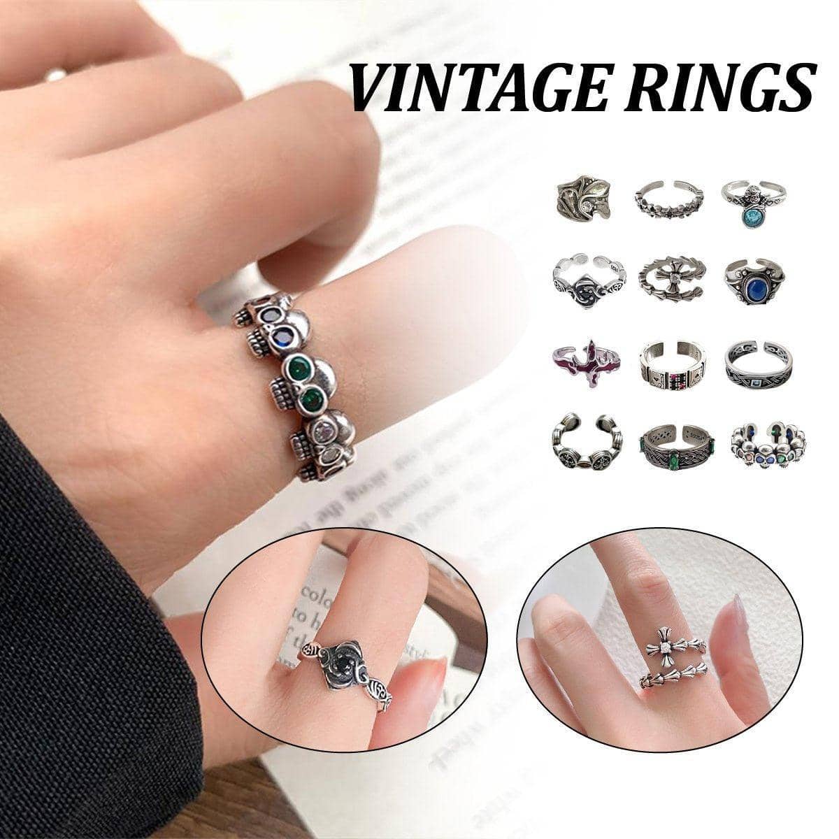 Vintage Open Ring - Angel with Aqua Blue Stone - view 2