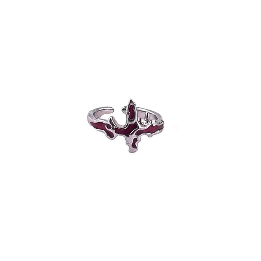 Vintage Open Ring - Plum Enamel Cross