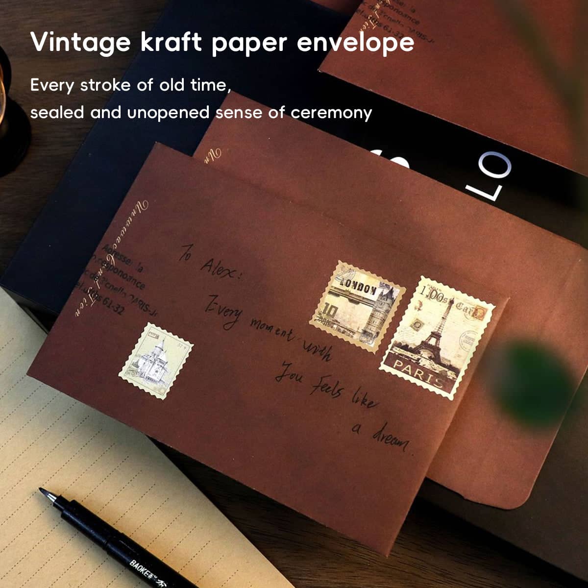 Vintage Paper Envelopes, Self-Adhesive - Rust Brown, Pack of 50 - view 5