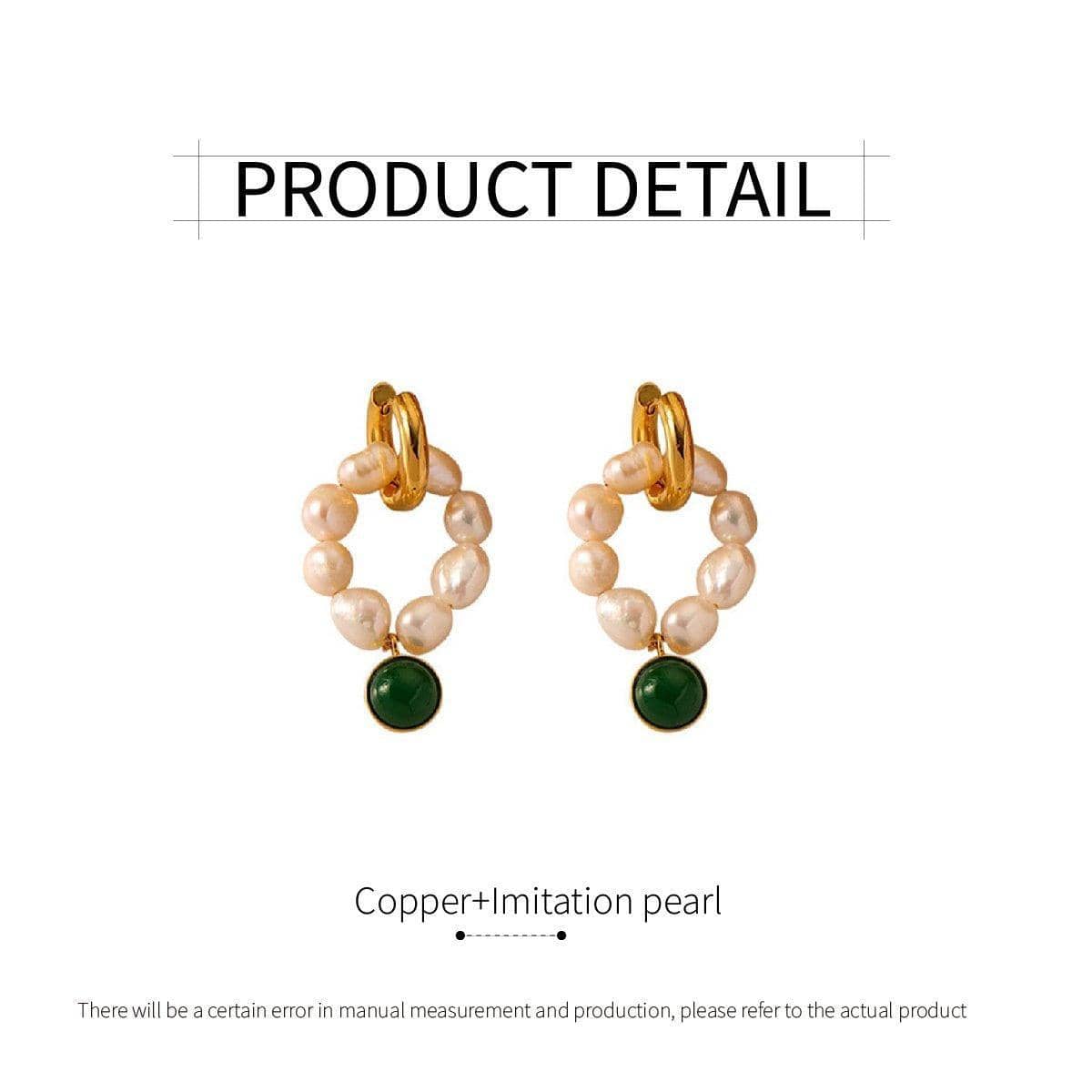 Vintage Pearl and Green Gemstone Earrings - view 3
