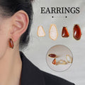 Vintage Resin Stud Earrings for Women - Brown - view 2