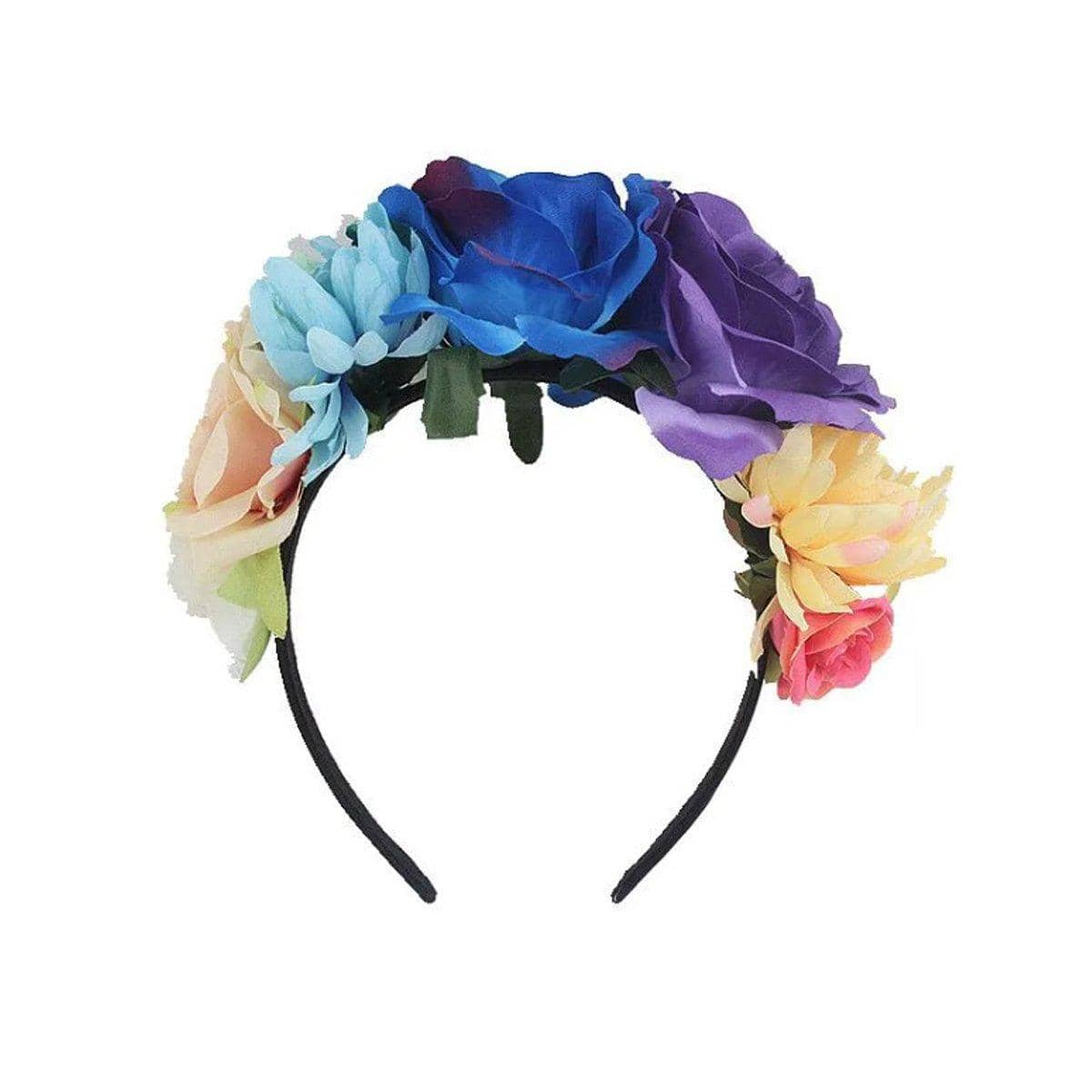 Vintage Rose Flower Headband for Halloween Fancy Dress - Blue and Purple