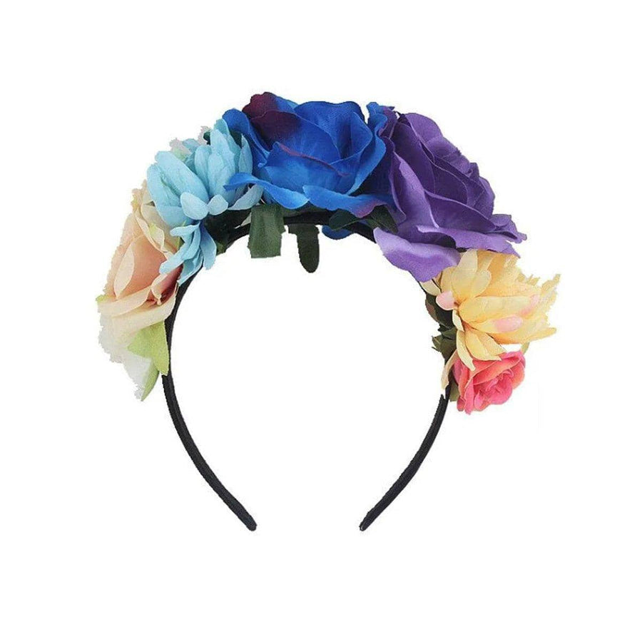 Vintage Rose Flower Headband for Halloween Fancy Dress - Blue and Purple