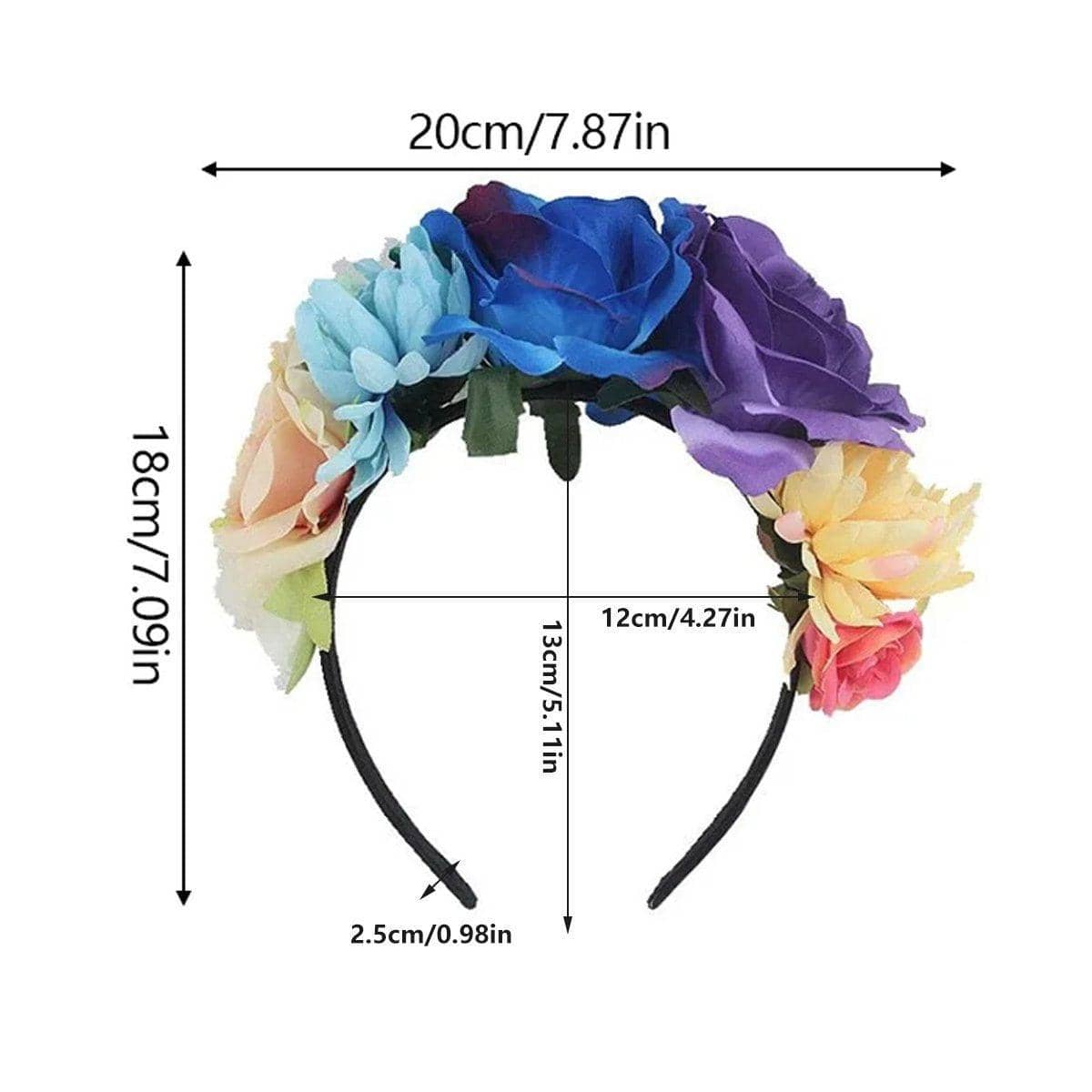 Vintage Rose Flower Headband for Halloween Fancy Dress - Blue and Purple - view 4