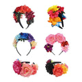Vintage Rose Flower Headband for Halloween Fancy Dress - Pink, Purple and Red - view 3