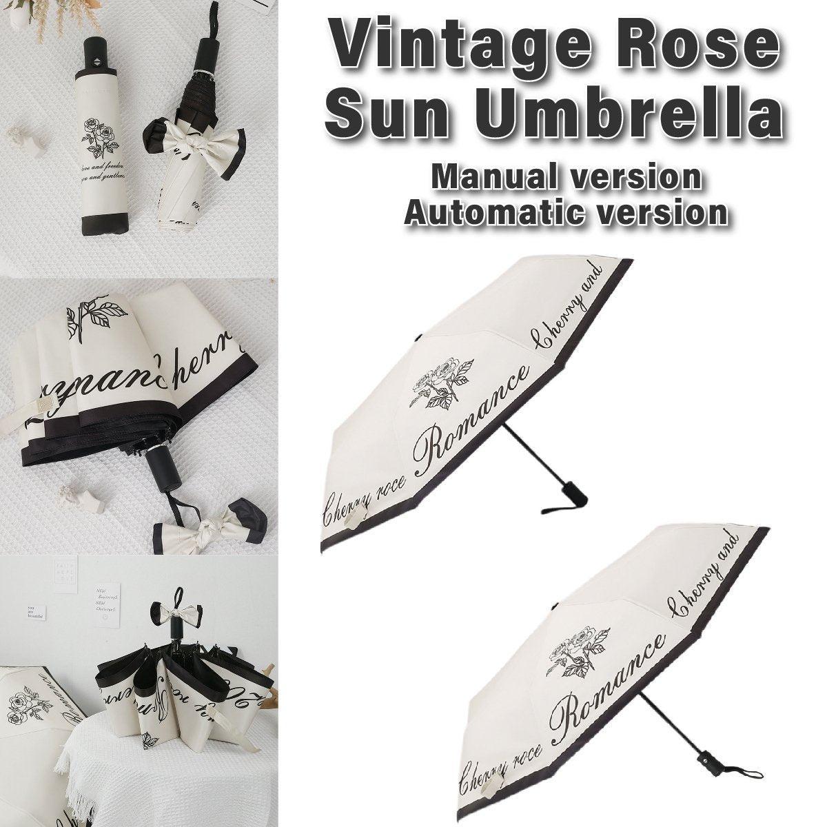 Vintage Rose Tri Fold Sun and Rain Umbrella - Manual - view 2