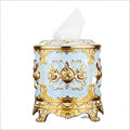 Vintage Round Tissue Box Holder, Resin - Blue, 16.5 cm