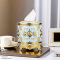 Vintage Round Tissue Box Holder, Resin - Blue, 16.5 cm - view 5
