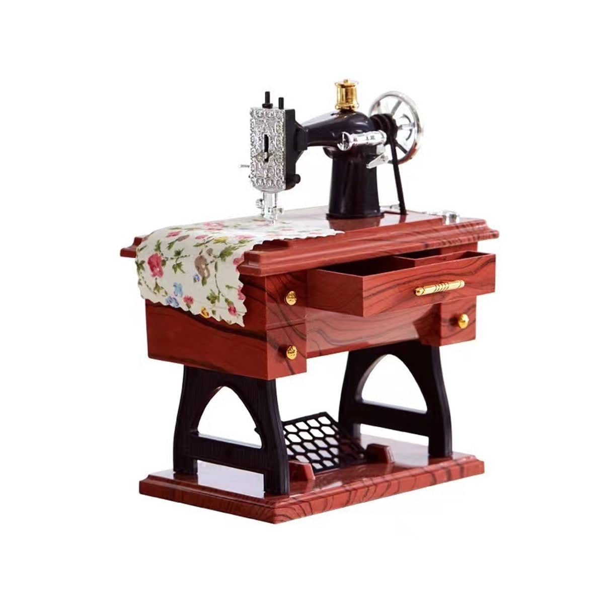 Vintage Sewing Machine Style Wind-Up Music Box, Birthday Gift - view 2