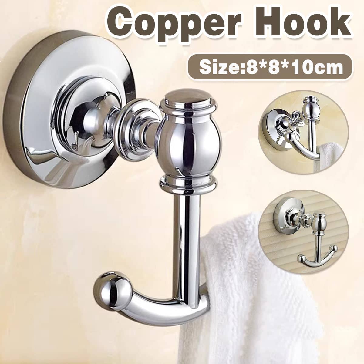 Vintage Silver Wall Coat Hook for Entryway, Hat and Clothes Hanger