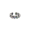 Vintage Skull Open Ring - Coloured Stone Eyes