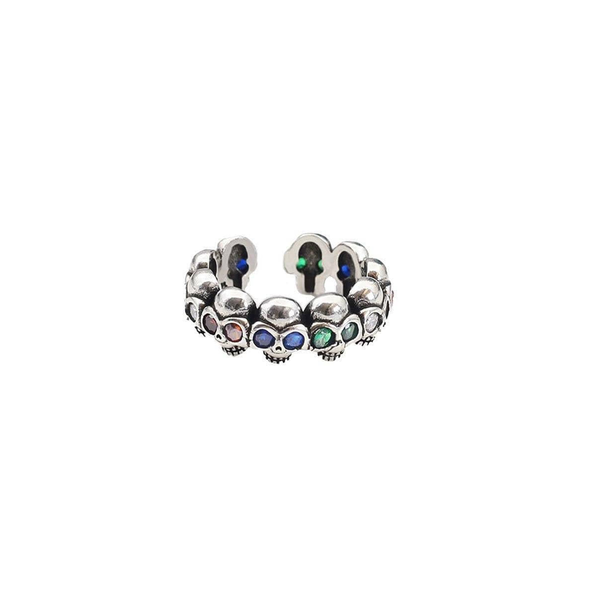Vintage Skull Open Ring - Coloured Stone Eyes