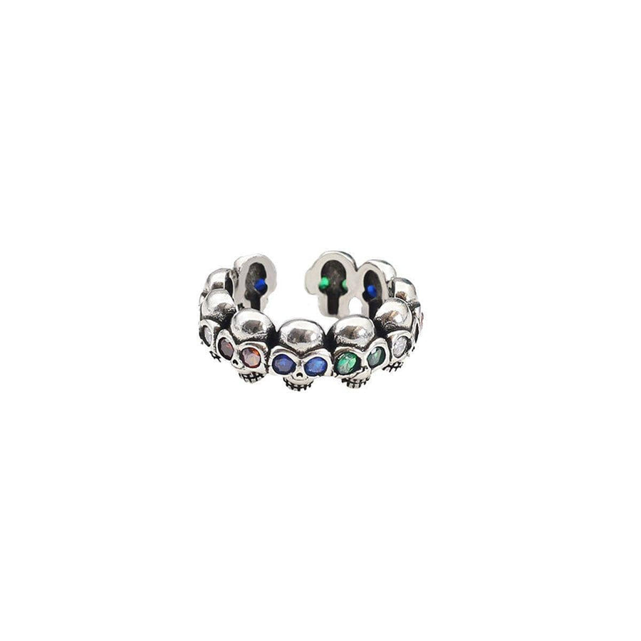 Vintage Skull Open Ring - Coloured Stone Eyes