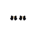 Vintage Stud Earrings for Women - Black Bow with Gold-Tone Knot