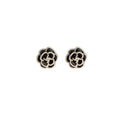 Vintage Stud Earrings for Women - Black Flower with Pearl-Style Trim