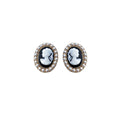 Vintage Stud Earrings for Women - Cameo with Pearl-Style Beads, Gold Tone