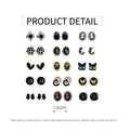 Vintage Stud Earrings for Women - Gold Rose on Black Oval with Pearl-Style Trim - view 4