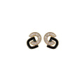 Vintage Stud Earrings for Women - Interlocking Black and Clear Stone Rings