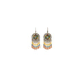 Vintage Style Dangle Earrings for Women - Round Flower Medallion with Multicolour Bead Tassels