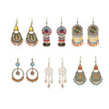 Vintage Style Dangle Earrings for Women - Round Flower Medallion with Multicolour Bead Tassels - view 3