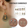 Vintage Style Dangle Earrings for Women - Round Wheel with Blue and Red Thread - view 2