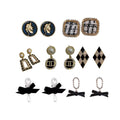 Vintage Style Drop Earrings - Black Velvet Bow with Crystal Oval Loop - view 3