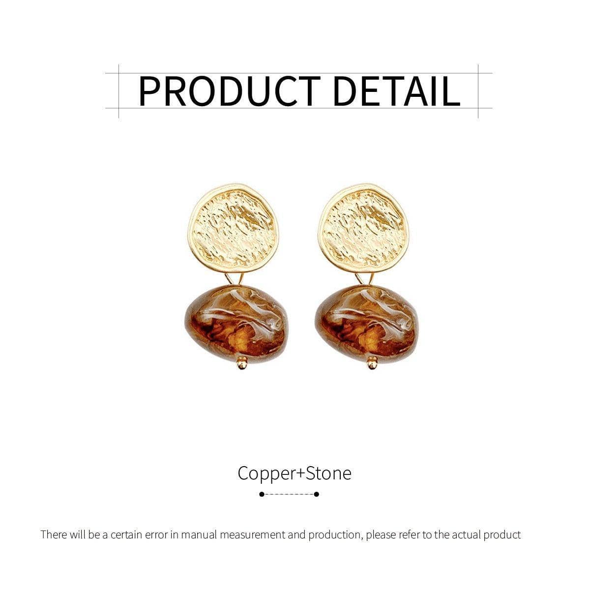 Vintage Style Drop Earrings for Women, Gold Tone with Amber Brown Drop - view 3