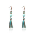 Vintage Tassel Dangle Earrings - Speckled Turquoise Bead