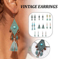 Vintage Tassel Dangle Earrings - Turquoise Bead and Flower Link